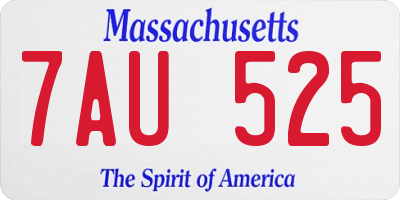 MA license plate 7AU525