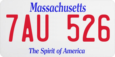 MA license plate 7AU526