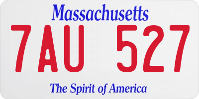 MA license plate 7AU527
