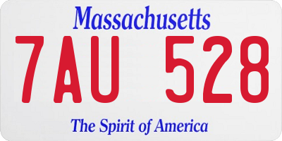 MA license plate 7AU528