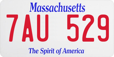 MA license plate 7AU529