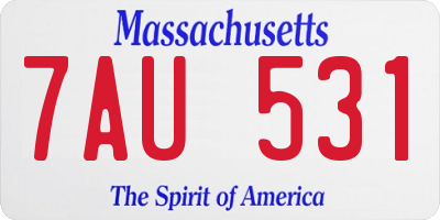 MA license plate 7AU531