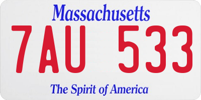 MA license plate 7AU533