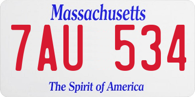 MA license plate 7AU534