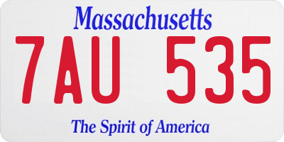MA license plate 7AU535