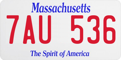 MA license plate 7AU536