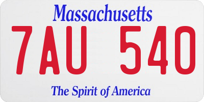 MA license plate 7AU540