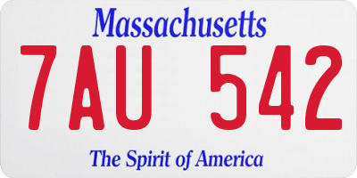 MA license plate 7AU542