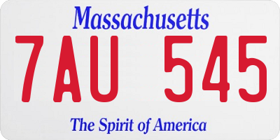 MA license plate 7AU545
