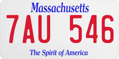 MA license plate 7AU546