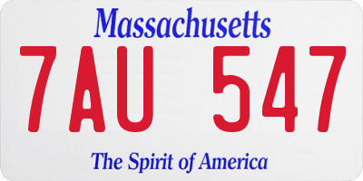 MA license plate 7AU547