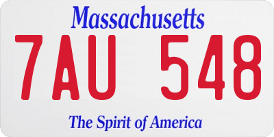 MA license plate 7AU548