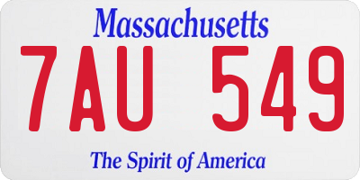MA license plate 7AU549
