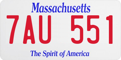 MA license plate 7AU551