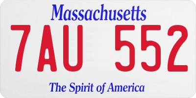 MA license plate 7AU552