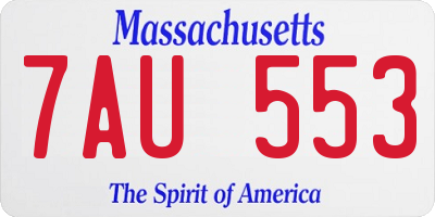 MA license plate 7AU553
