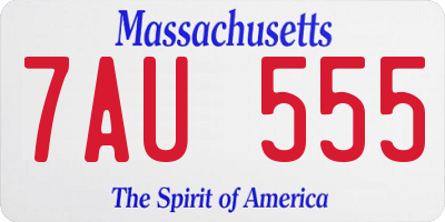 MA license plate 7AU555