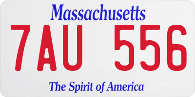 MA license plate 7AU556