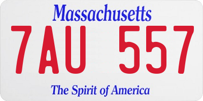 MA license plate 7AU557