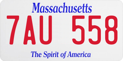 MA license plate 7AU558
