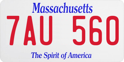 MA license plate 7AU560