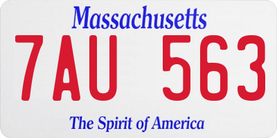 MA license plate 7AU563