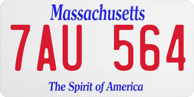 MA license plate 7AU564