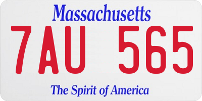 MA license plate 7AU565