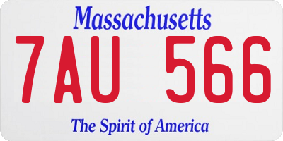 MA license plate 7AU566