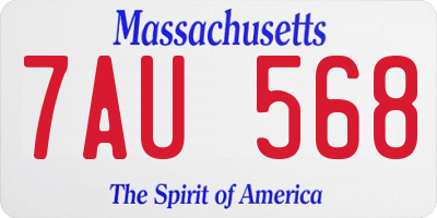 MA license plate 7AU568