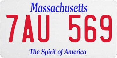 MA license plate 7AU569