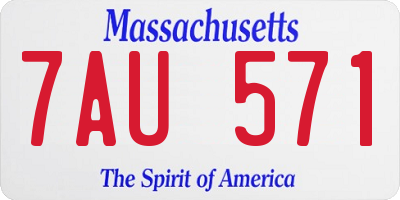 MA license plate 7AU571