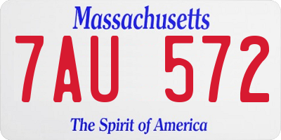 MA license plate 7AU572