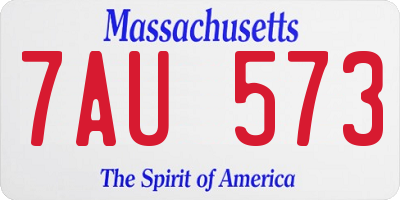 MA license plate 7AU573
