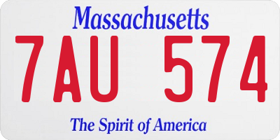MA license plate 7AU574