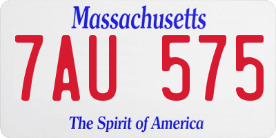 MA license plate 7AU575