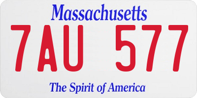 MA license plate 7AU577