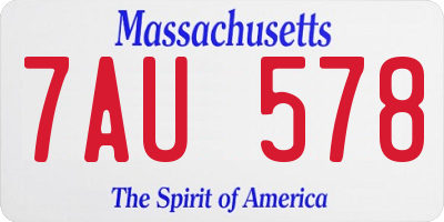 MA license plate 7AU578
