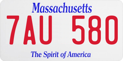 MA license plate 7AU580