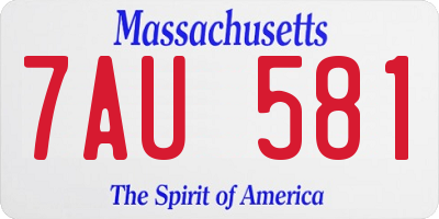 MA license plate 7AU581