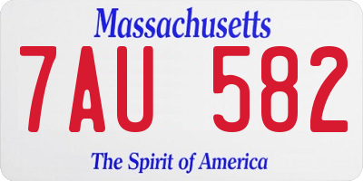 MA license plate 7AU582