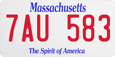 MA license plate 7AU583
