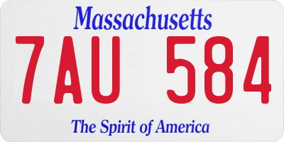 MA license plate 7AU584