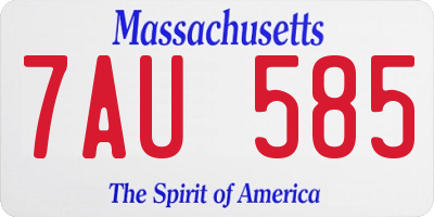 MA license plate 7AU585
