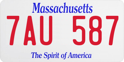 MA license plate 7AU587