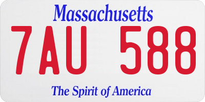 MA license plate 7AU588