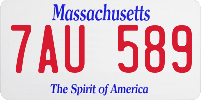MA license plate 7AU589