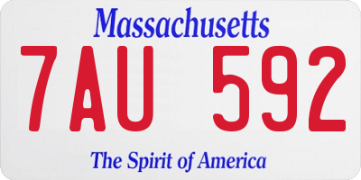 MA license plate 7AU592