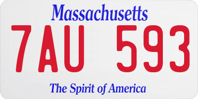 MA license plate 7AU593