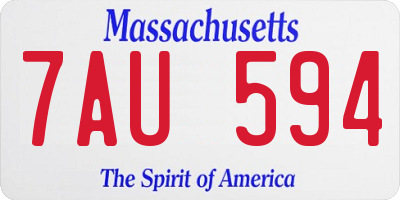 MA license plate 7AU594